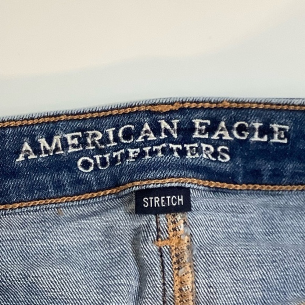 Vintage AE  hi rise festival Distressed “I love ya”  jean shorts SZ 8 EUC - Picture 4 of 14